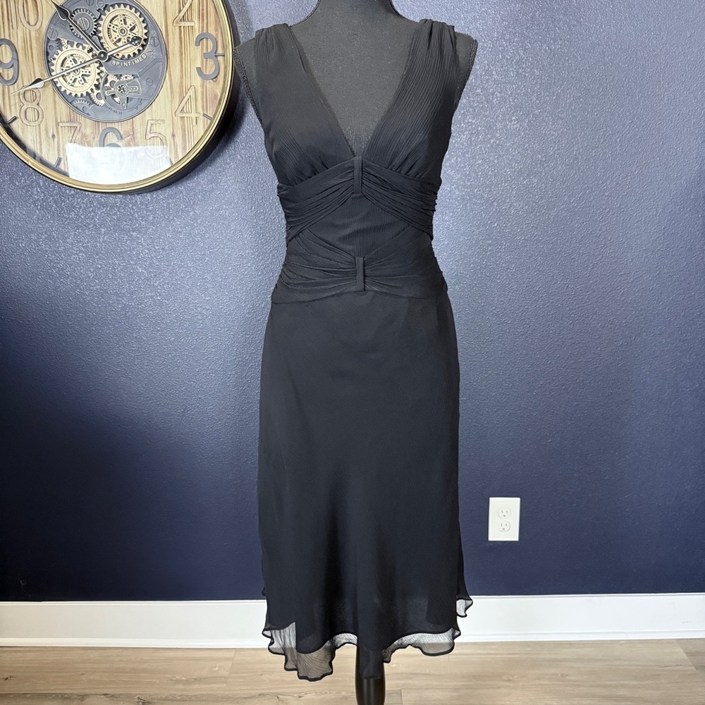 Banana Republic Factory Black Silk Sleeveless Midi Dress | Size 0